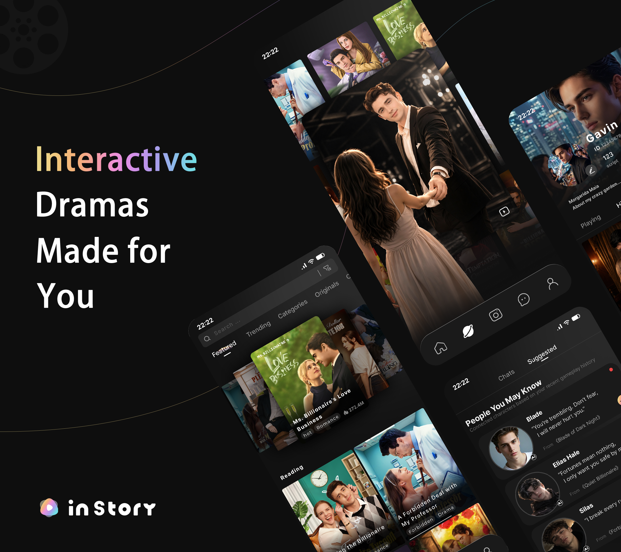 InStory app screens